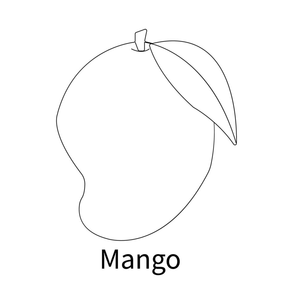 frutas fáciles para colorear para niños y niños pequeños mango vector