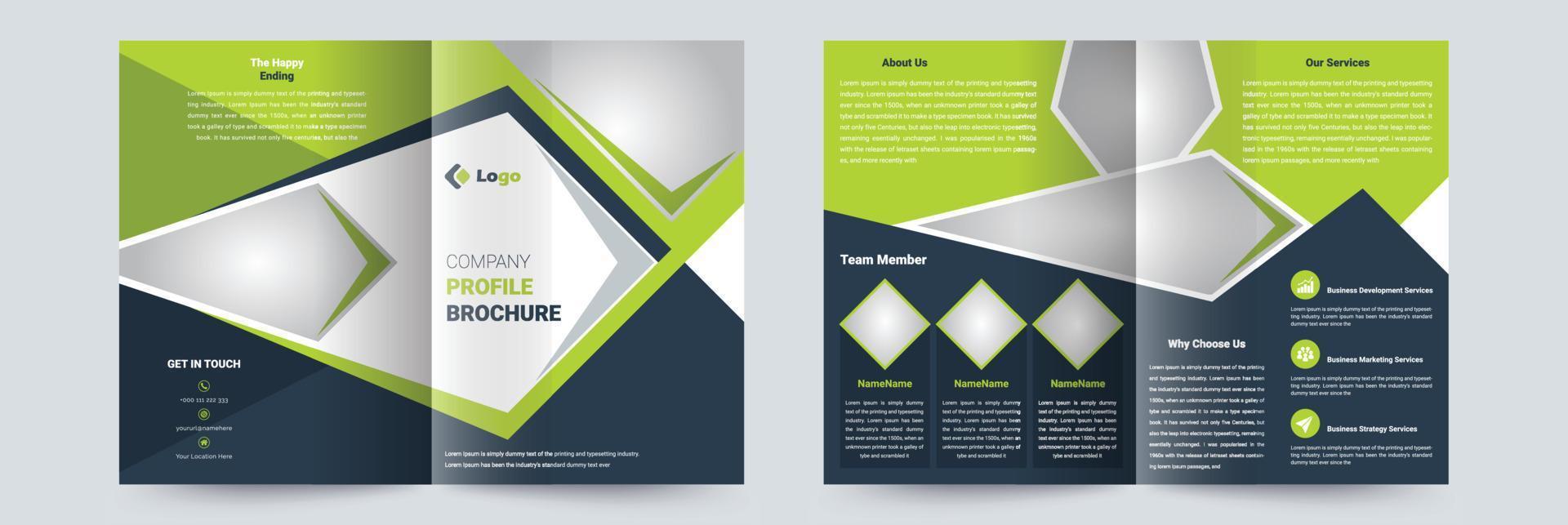 Company Profile Bifold Business Brochure Design Template vector