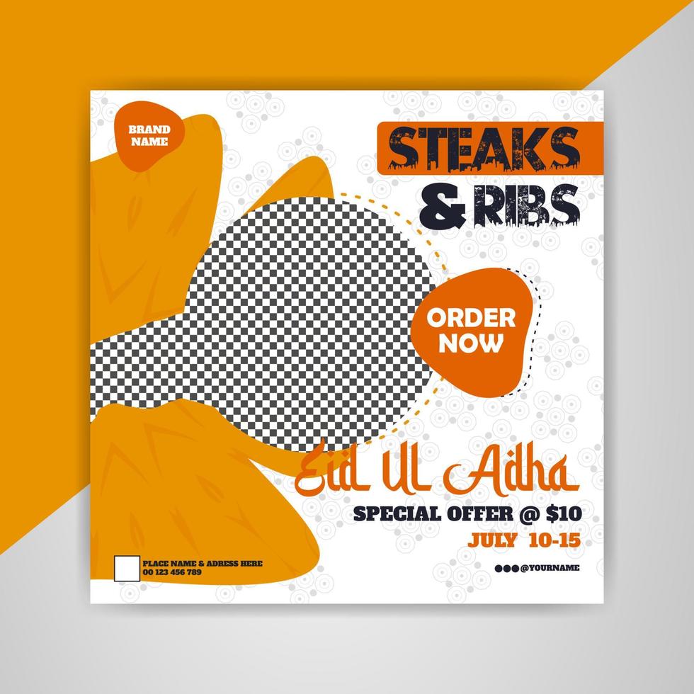 Eid Ul Adha Special Offer Food Menu Restaurant Social Media Post Banner Free Download vector