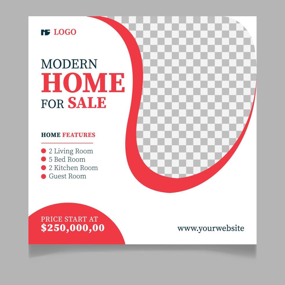 Modern home sale social media post template vector