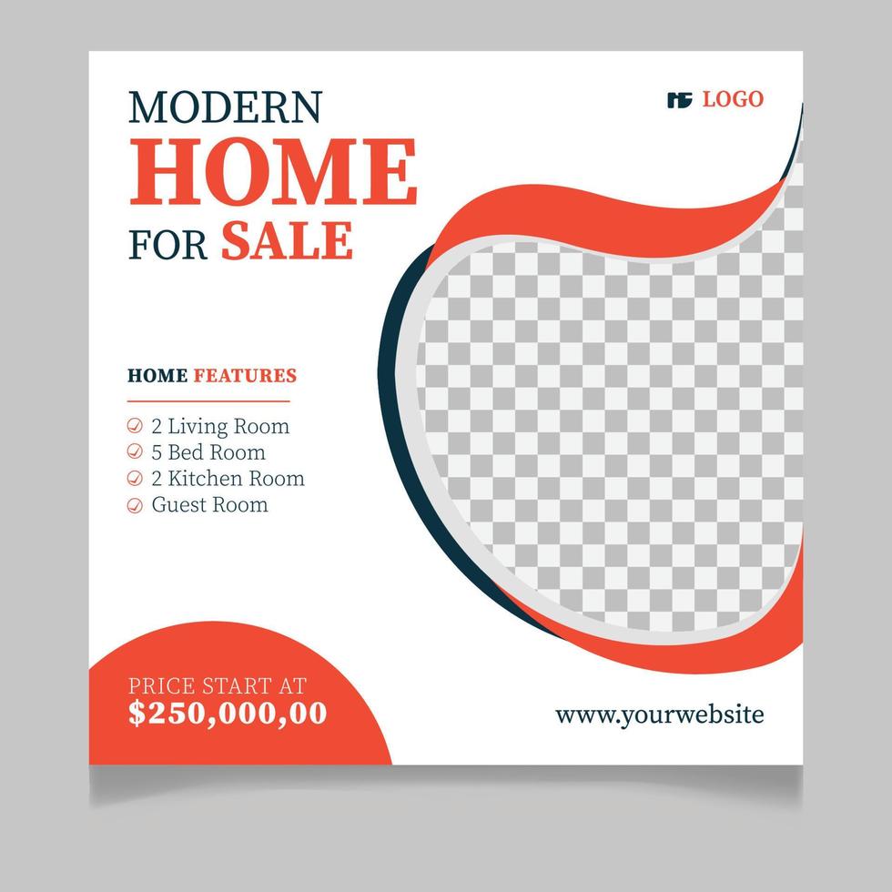 Modern home sale social media post template vector