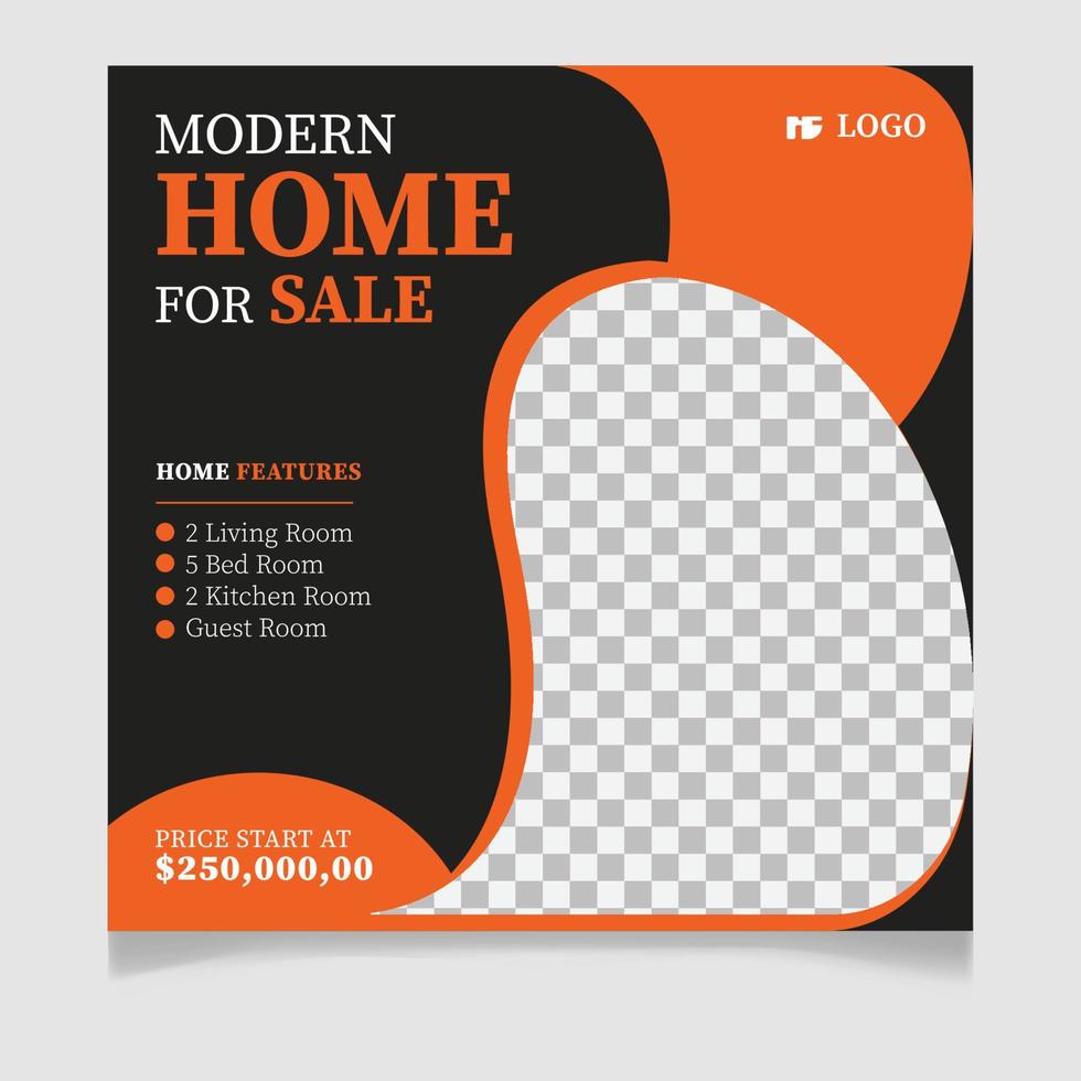 Modern home sale social media post template vector