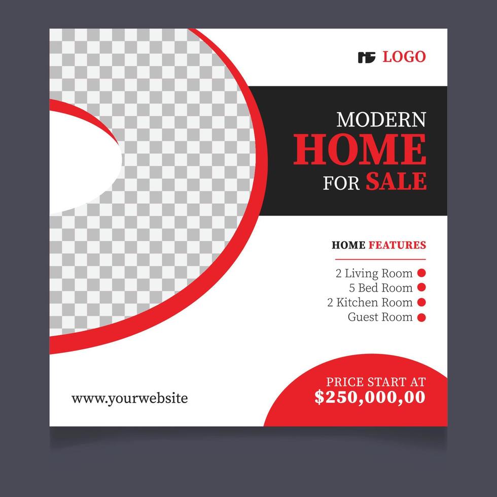 Modern home sale social media post template vector