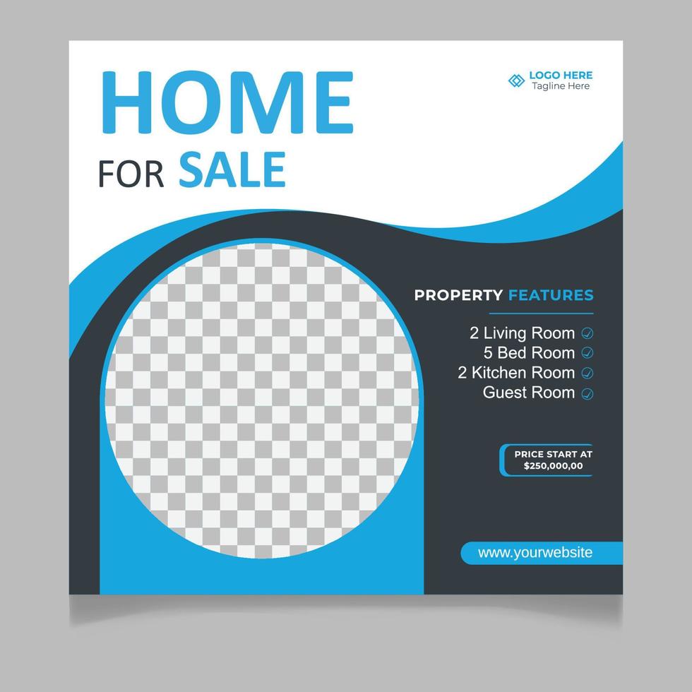 Home sale social media post template vector