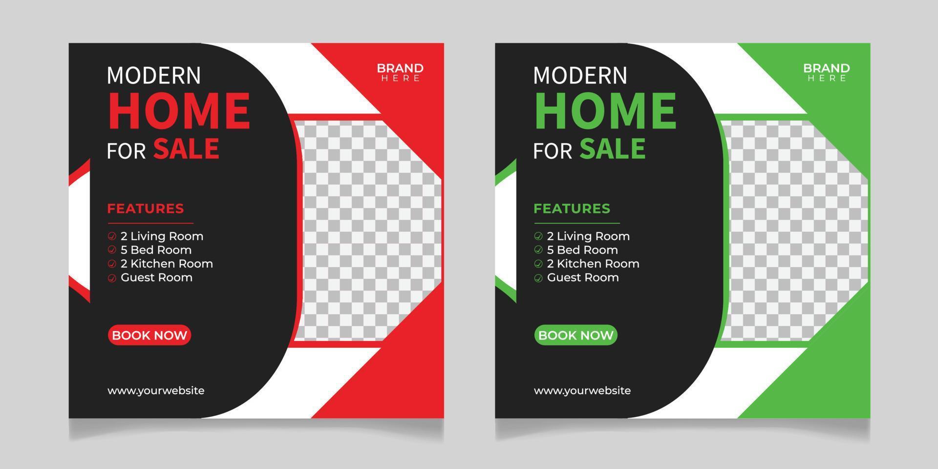 Modern home sale social media post template vector