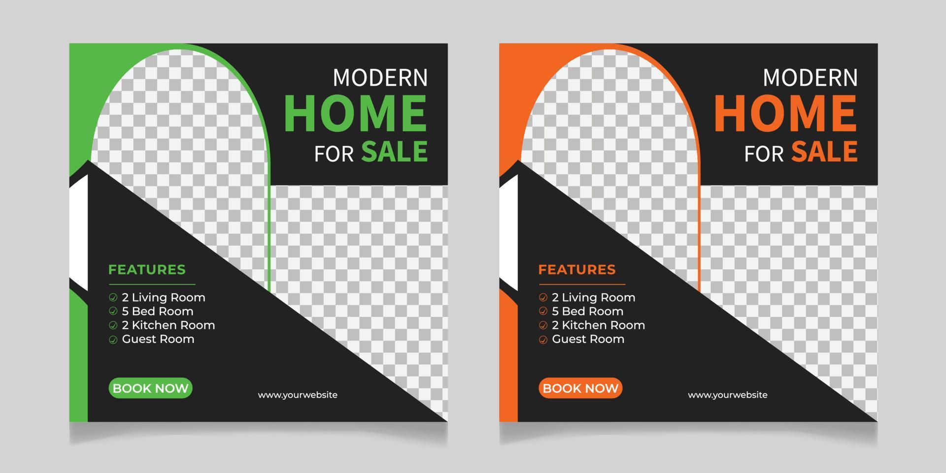 Modern home sale social media post template vector