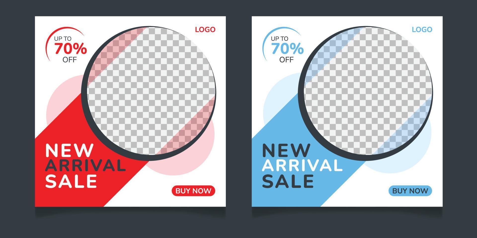 New arrival fashion sale social media post template vector