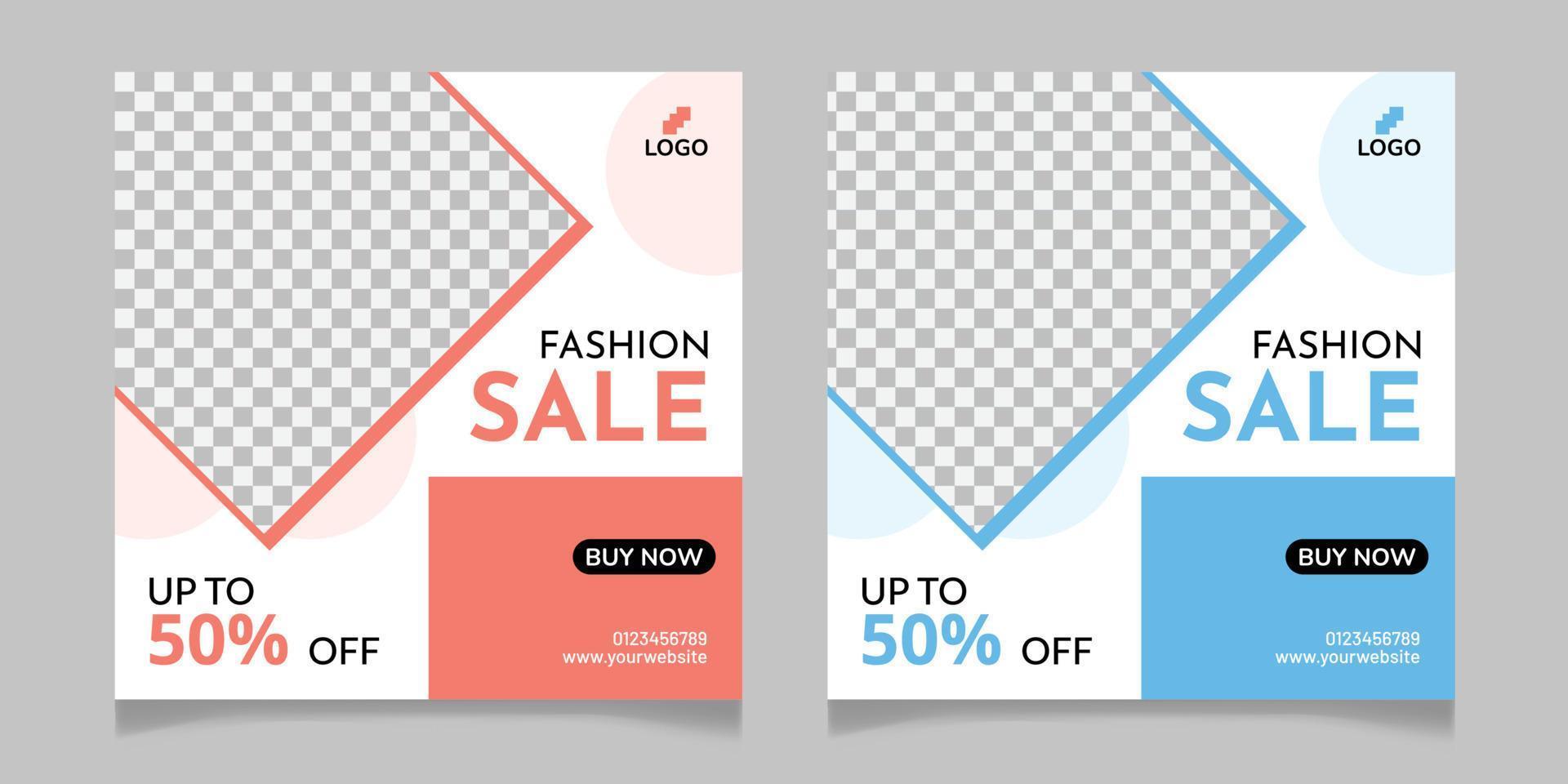 Fashion sale social media post template vector