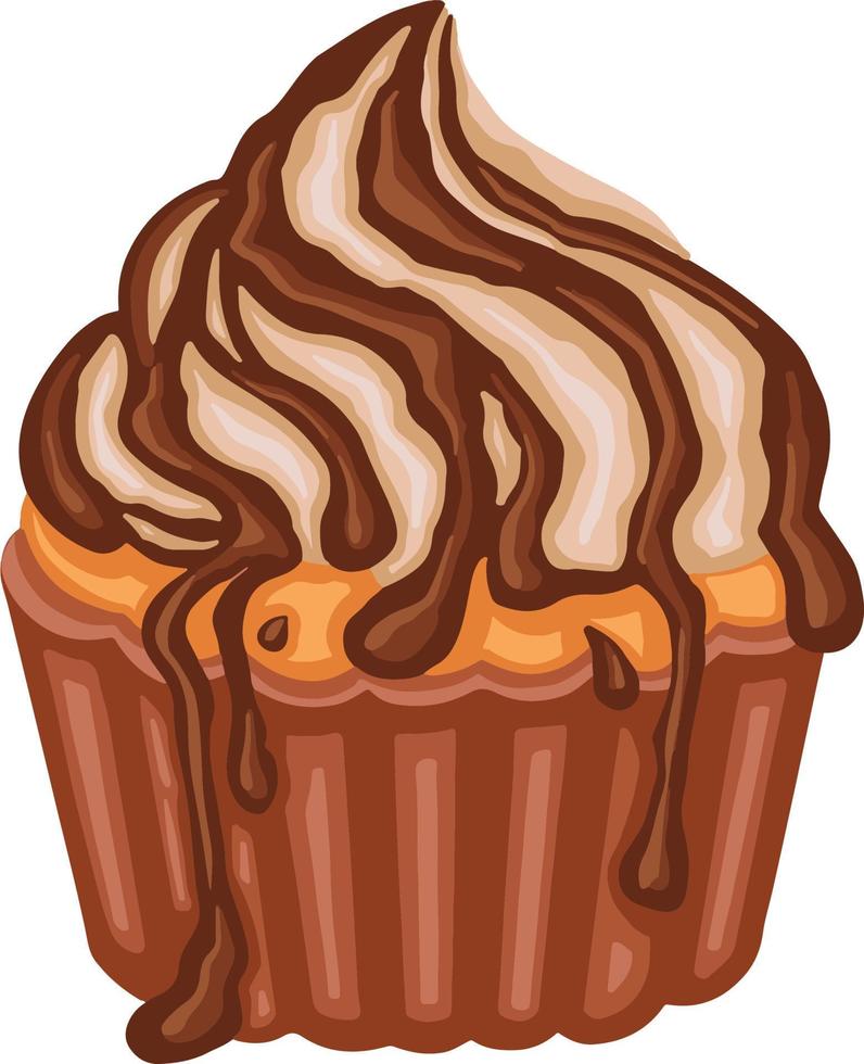 bollo de cupcake dulce, postre de pastel, ilustración dibujada a mano vector