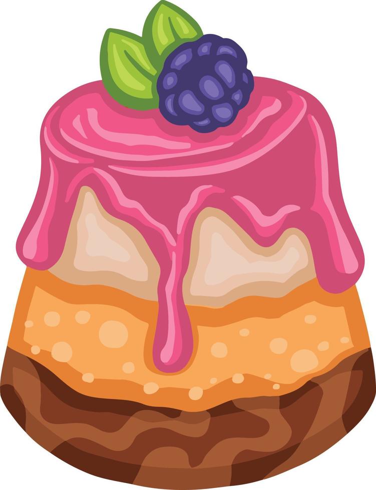 delicado soufflé de mora, postre, ilustración dibujada a mano vector