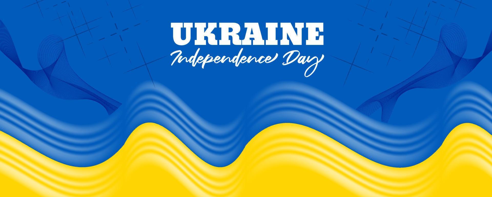 Ukraine independence day celebration background with 3d flag-waving design vector