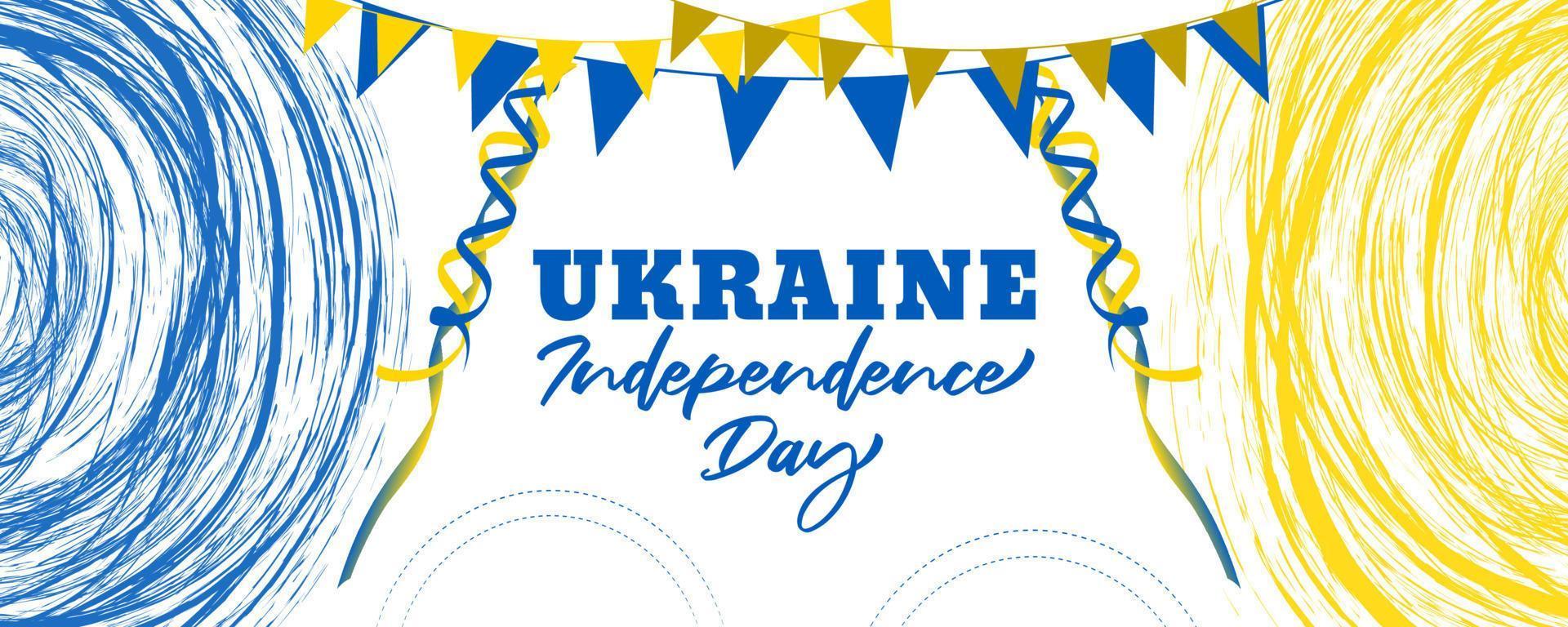 Ukraine independence day celebration background with brush and ribbon design vector