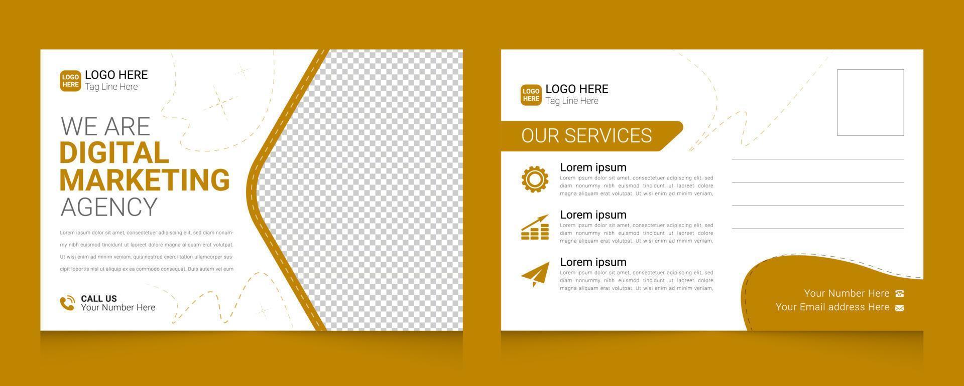 Digital marketing agency postcard template design vector