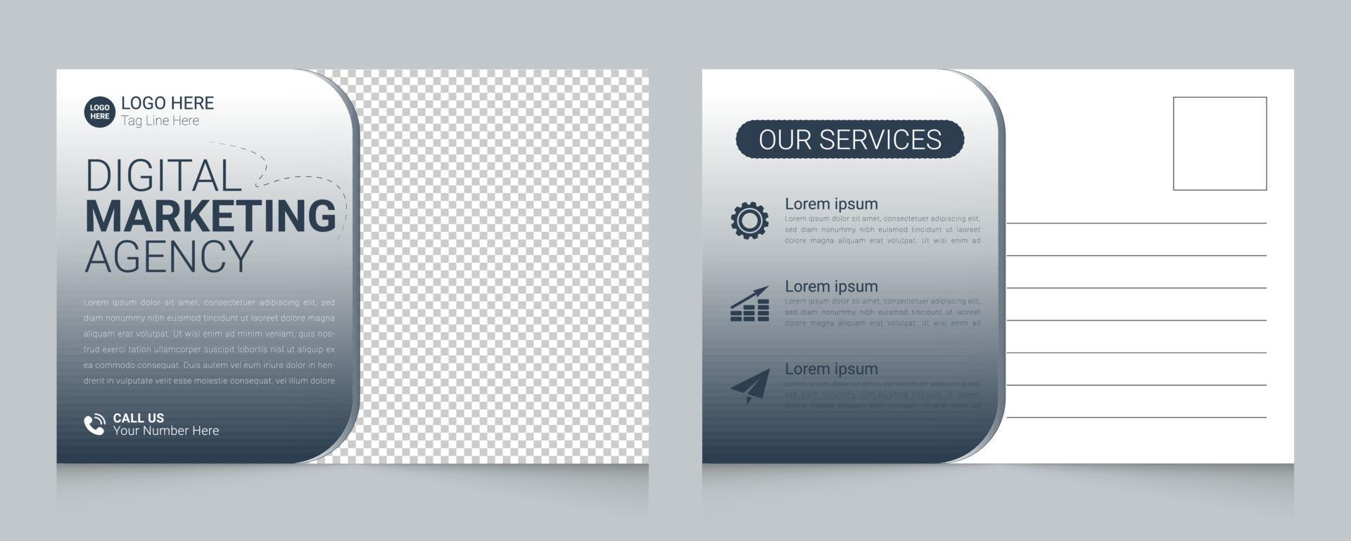 Digital marketing agency postcard template design vector