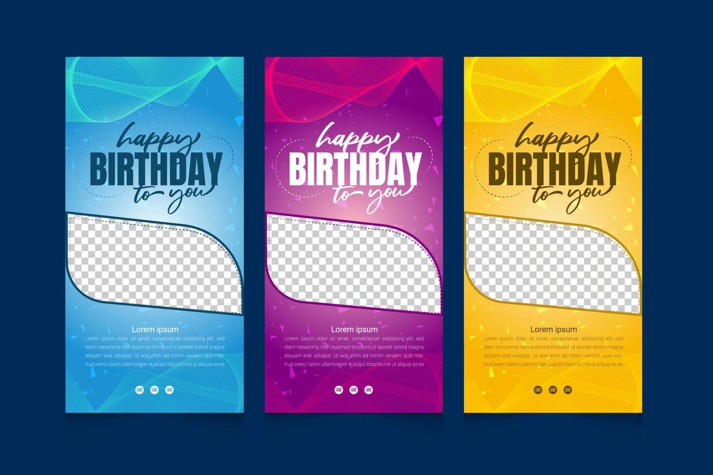 Happy birthday celebration with realistic balloons and ribbon vertical banner design vector