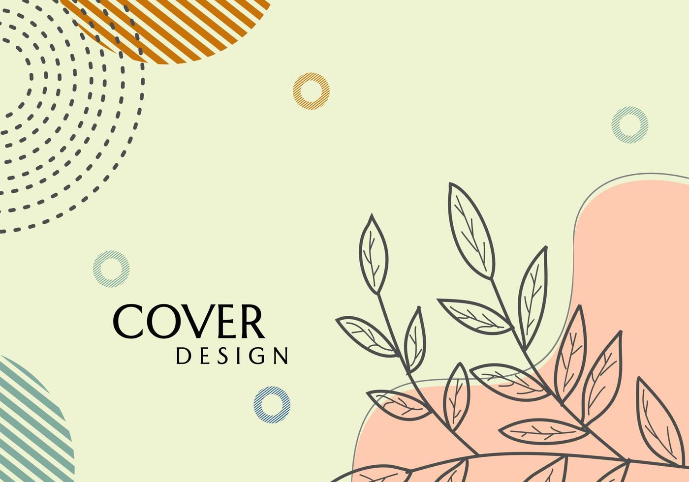 natural geometry theme banner vector design. pastel background with hand drawn leaf elements. for covers, websites, invitations