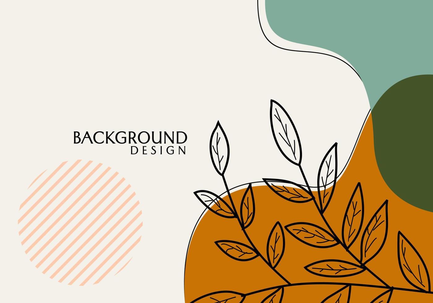 abstract natural theme banner vector design. pastel background with hand drawn leaf elements. for,invitation, cover, website