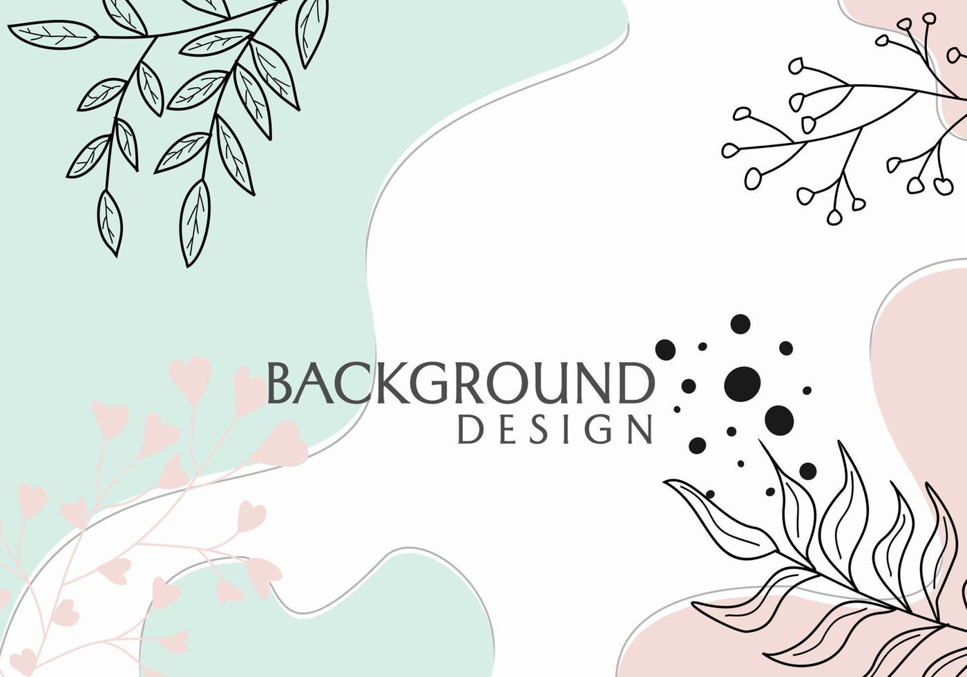 diseño de banner vectorial con fondo floral dibujado a mano. hermoso y elegante diseño en colores pastel vector