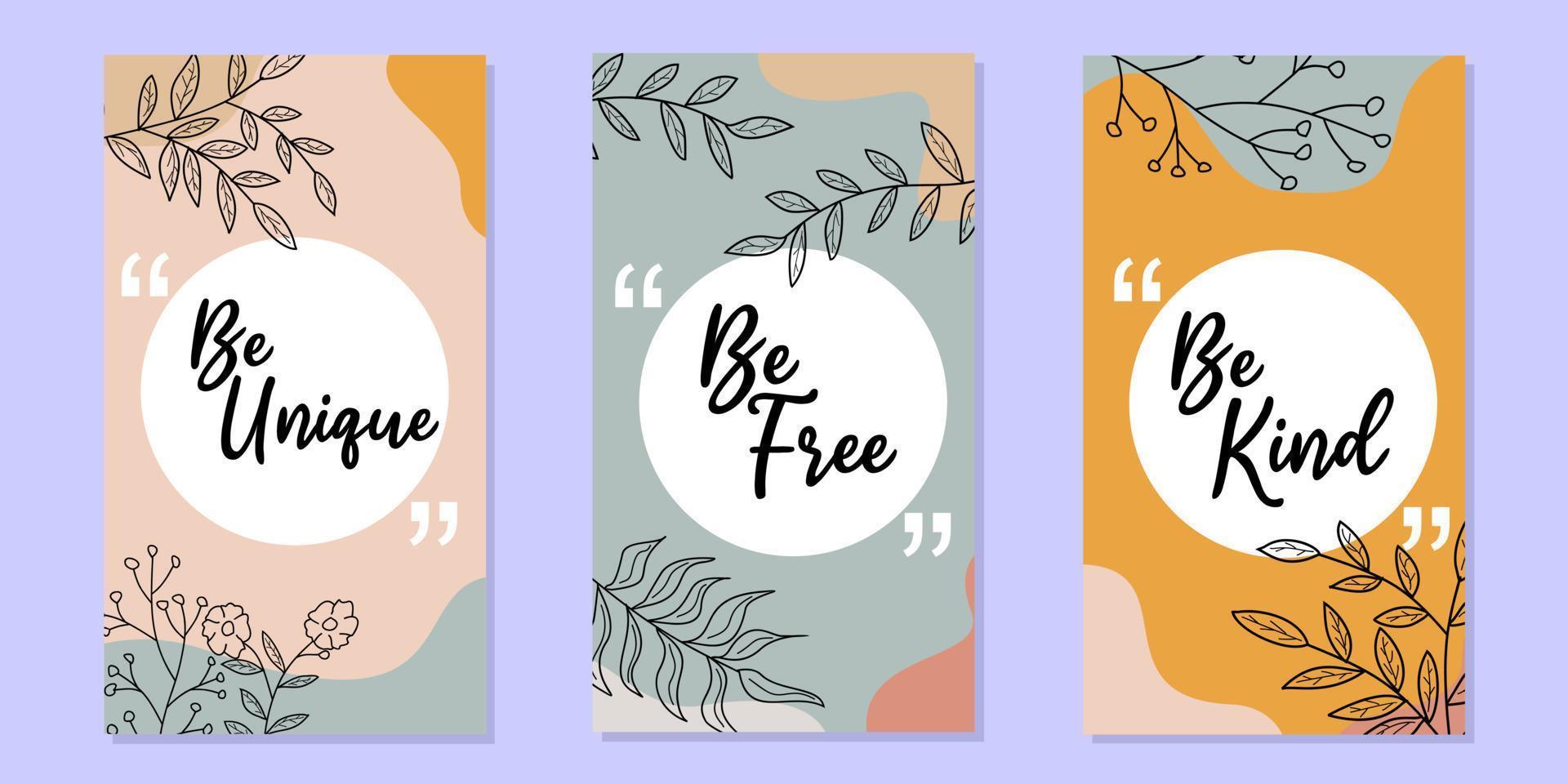 social network story quote design. background for social media with flower hand drawn elements. beautiful and elegant design vector