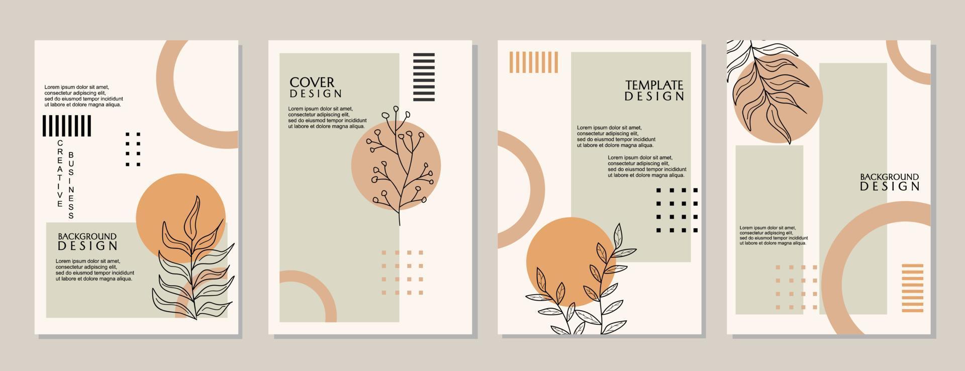 cover template with hand drawn floral ornaments. pastel color background with geometric style. designs for catalogs, brochures vector