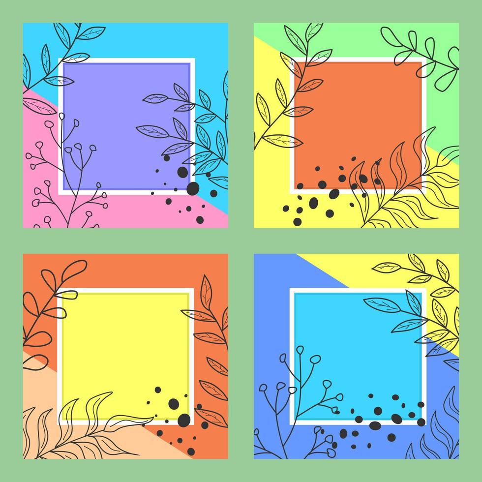 social media post templates. Abstract design with hand drawn floral background. vector