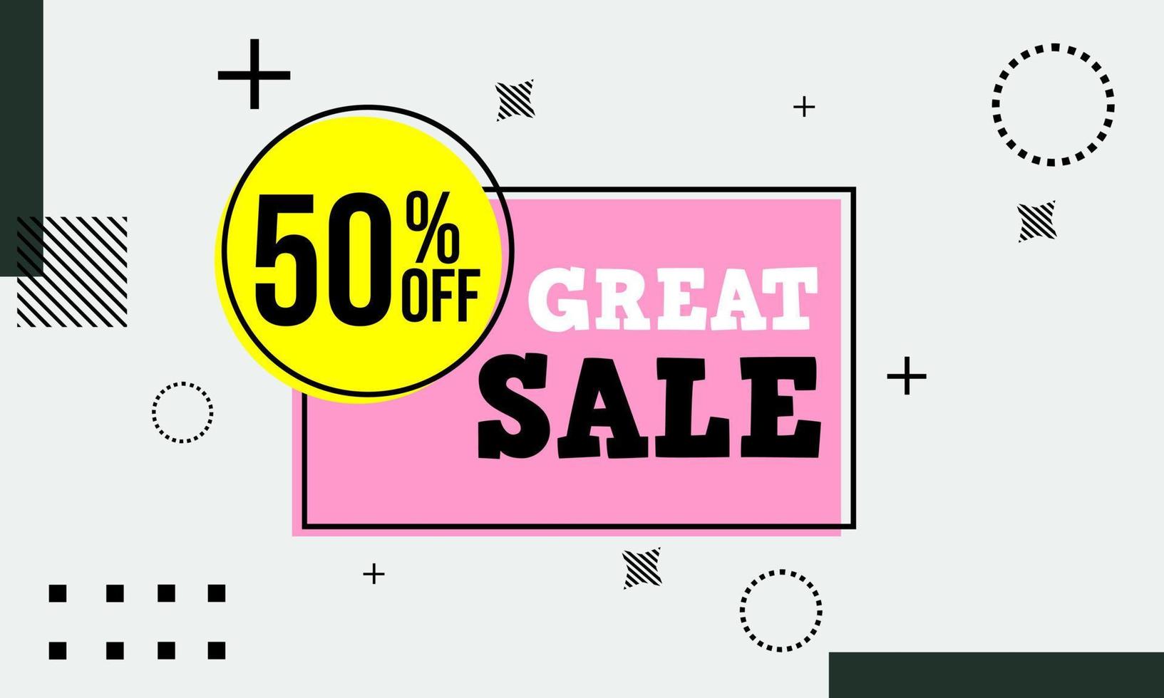 memphis style discount advertising banner vector design. pink abstract geometric background. 50 percent discount