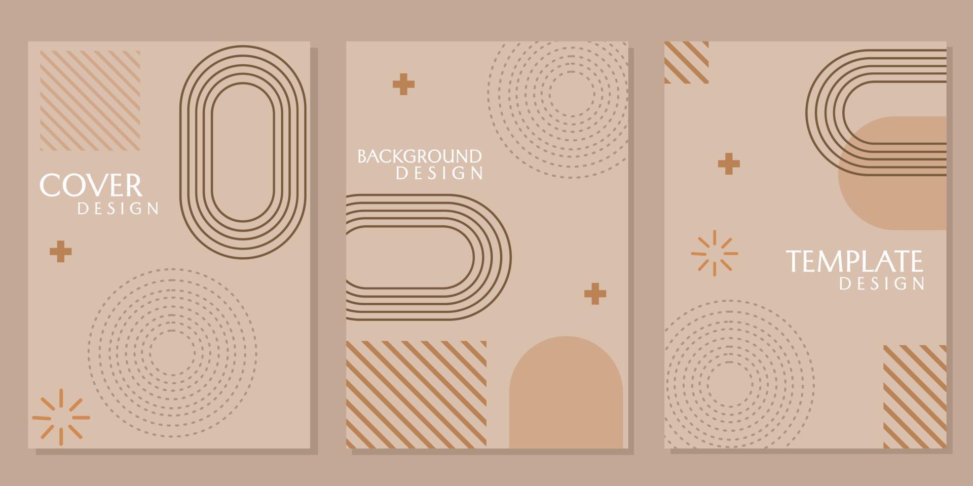 conjunto de plantillas de portada de estilo geométrico marrón sobre un fondo minimalista y simple. diseño abstracto para portada, presentación, sitio web vector