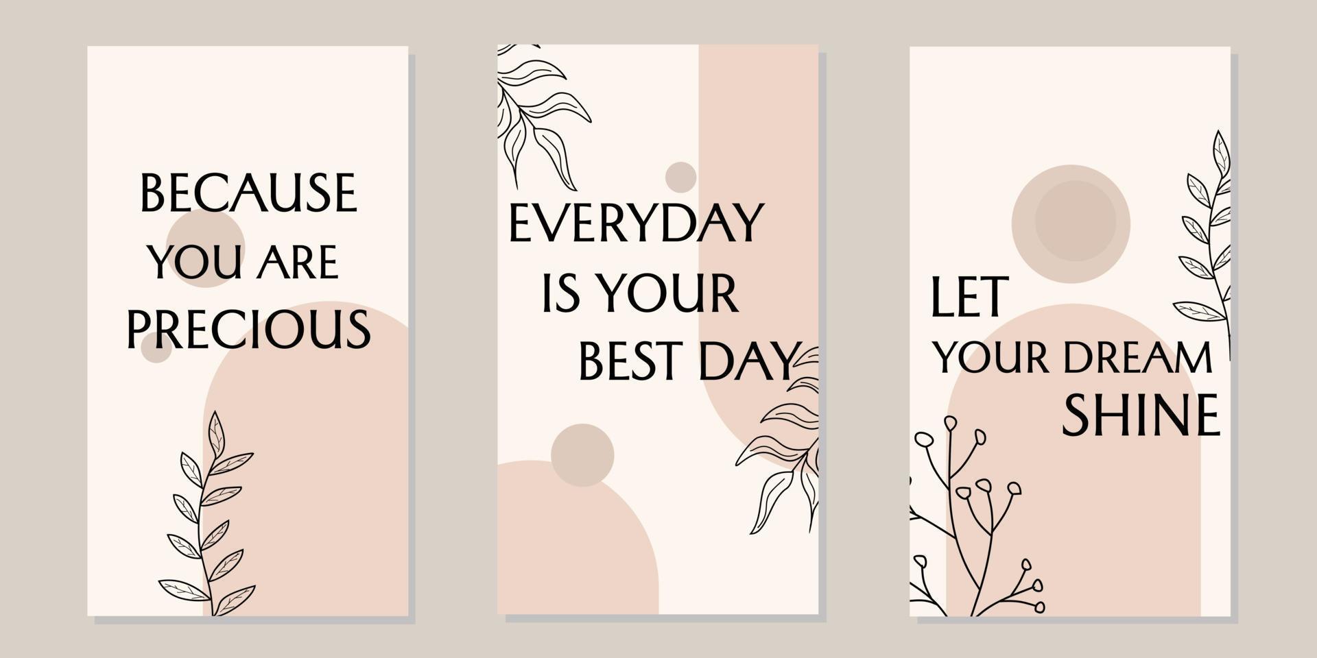 self motivational quote design, template for social media stories.  aesthetic background with hand drawn floral elements 9099470 Vector Art at  Vecteezy