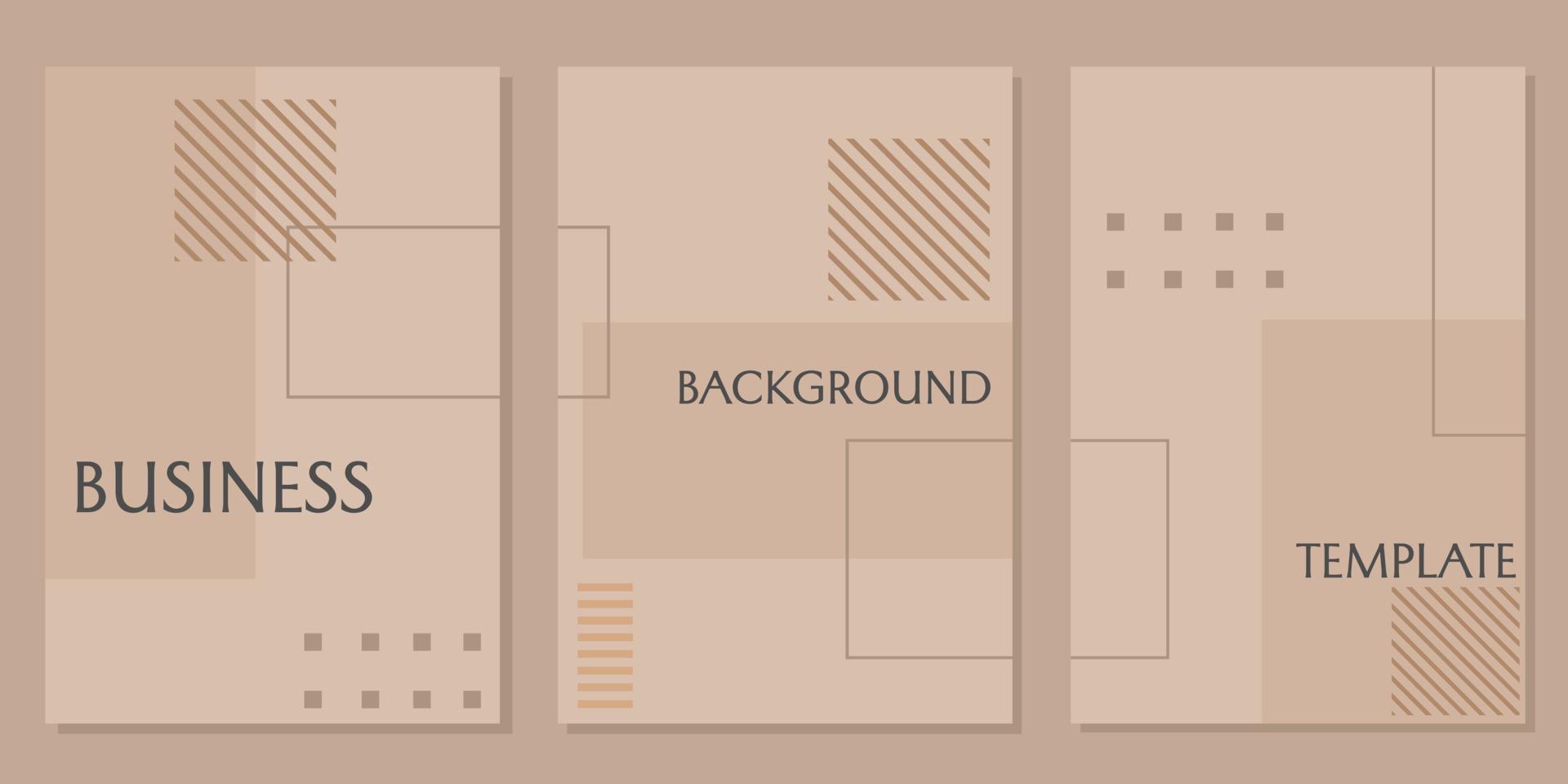 set of brown geometric style cover templates with minimalist and simple designs. flat design background vector