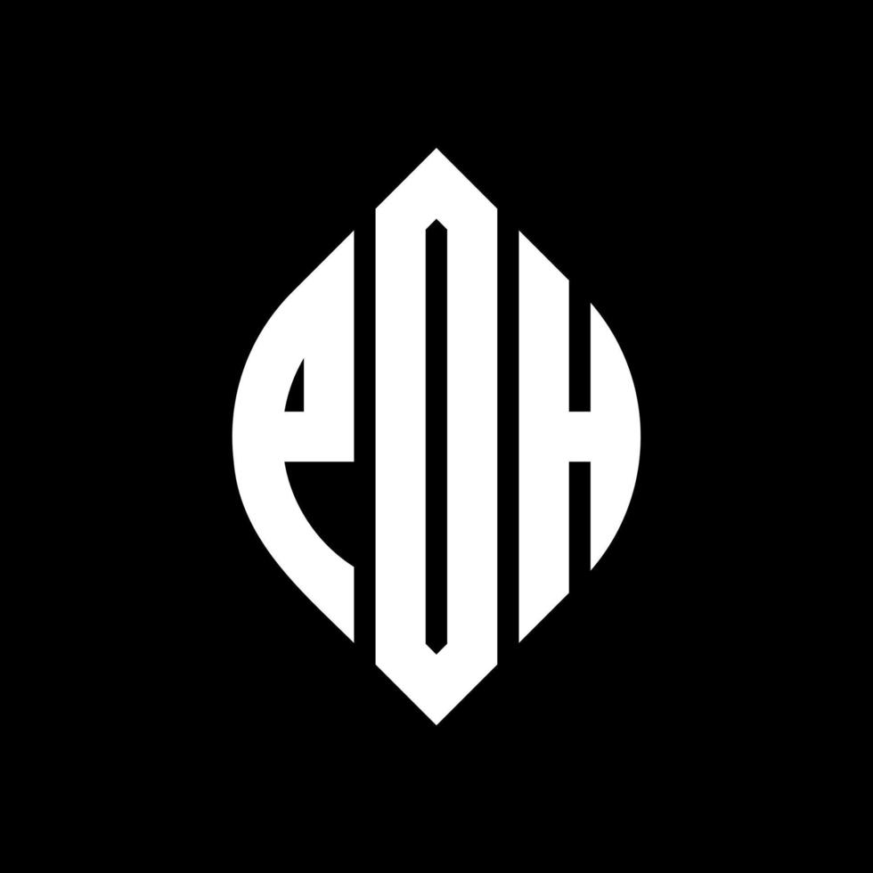 POH circle letter logo design with circle and ellipse shape. POH ellipse letters with typographic style. The three initials form a circle logo. POH Circle Emblem Abstract Monogram Letter Mark Vector. vector