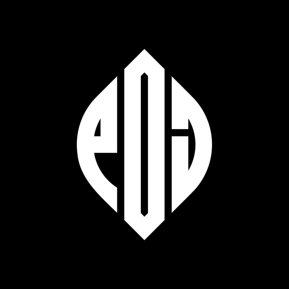 POJ circle letter logo design with circle and ellipse shape. POJ ellipse letters with typographic style. The three initials form a circle logo. POJ Circle Emblem Abstract Monogram Letter Mark Vector. vector