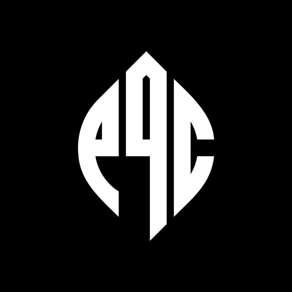 PQC circle letter logo design with circle and ellipse shape. PQC ellipse letters with typographic style. The three initials form a circle logo. PQC Circle Emblem Abstract Monogram Letter Mark Vector. vector