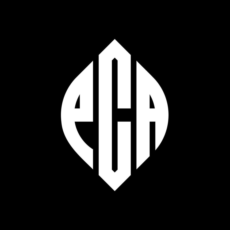 PCA circle letter logo design with circle and ellipse shape. PCA ellipse letters with typographic style. The three initials form a circle logo. PCA Circle Emblem Abstract Monogram Letter Mark Vector. vector