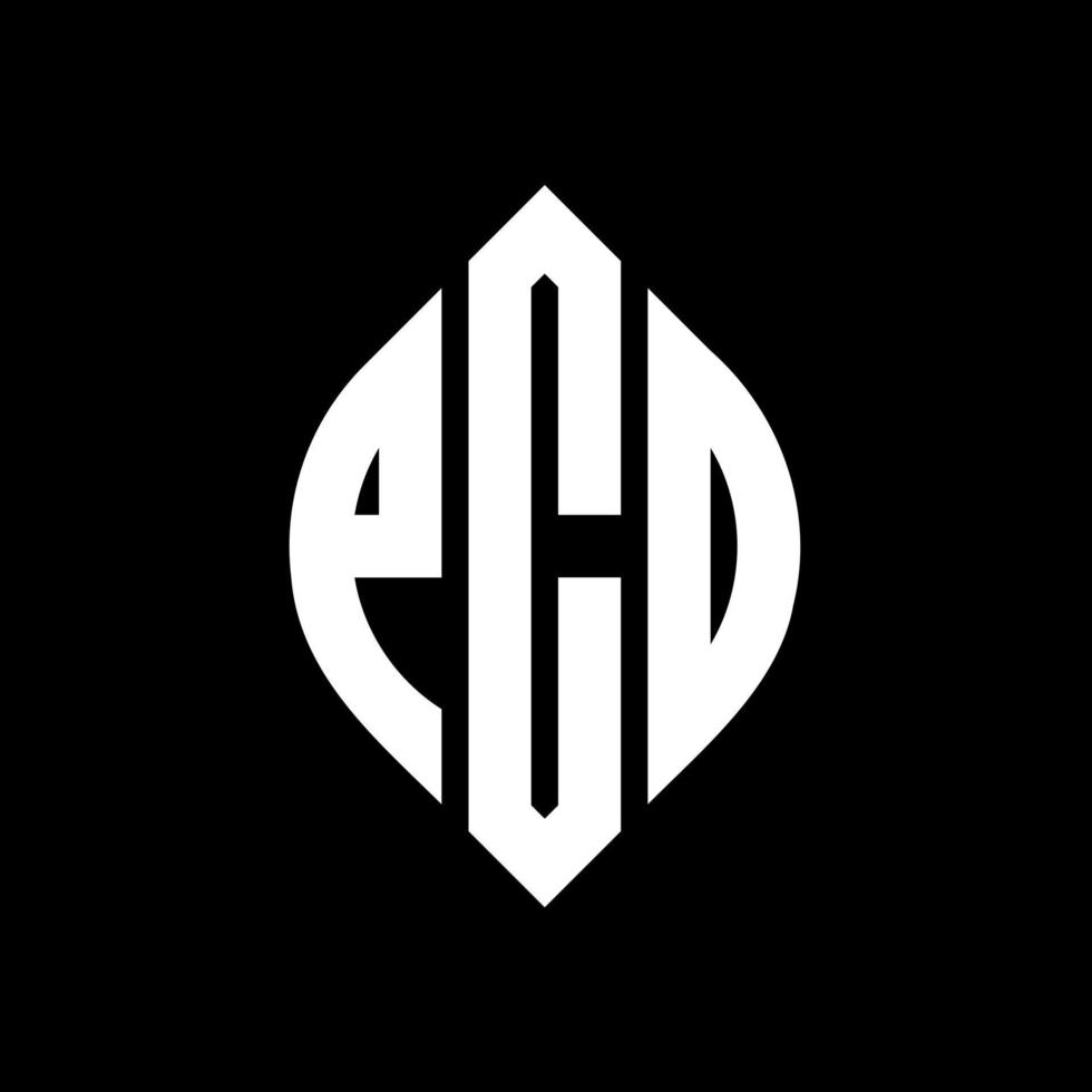 PCD circle letter logo design with circle and ellipse shape. PCD ellipse letters with typographic style. The three initials form a circle logo. PCD Circle Emblem Abstract Monogram Letter Mark Vector. vector
