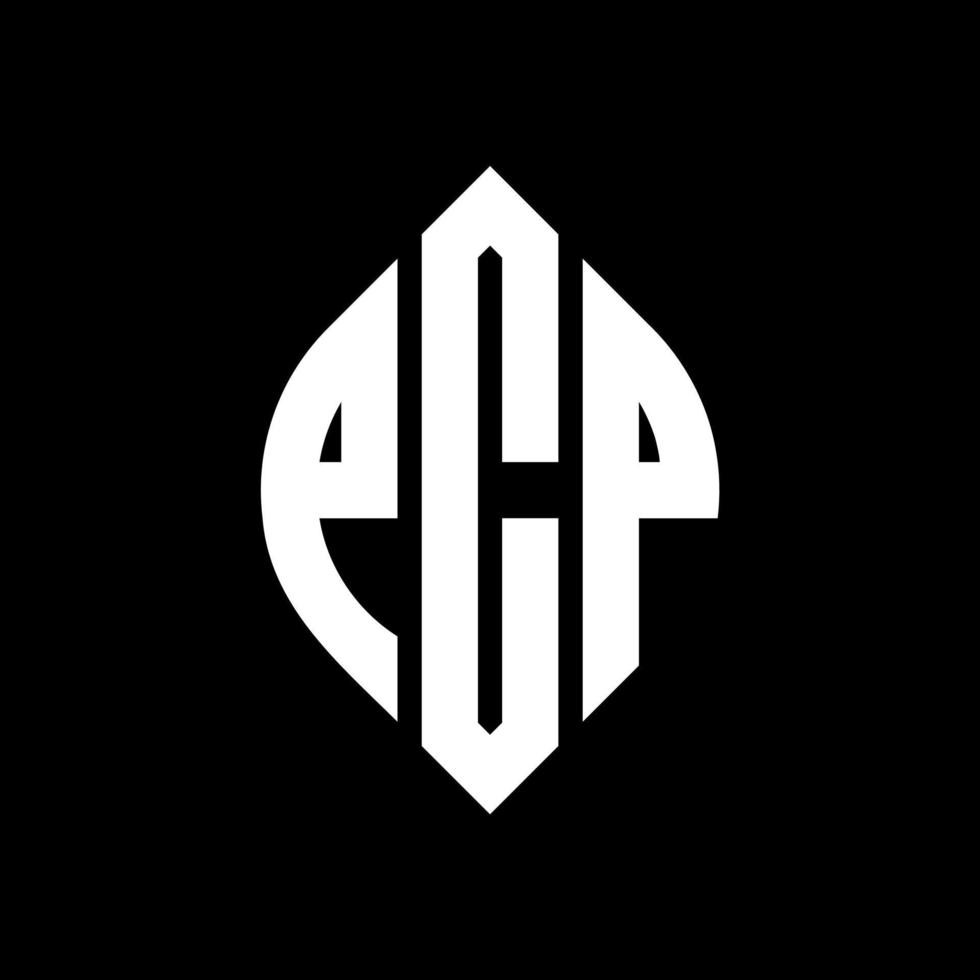 PCP circle letter logo design with circle and ellipse shape. PCP ellipse letters with typographic style. The three initials form a circle logo. PCP Circle Emblem Abstract Monogram Letter Mark Vector. vector