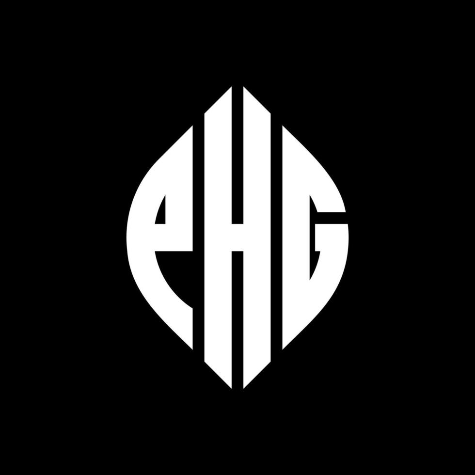 PHG circle letter logo design with circle and ellipse shape. PHG ellipse letters with typographic style. The three initials form a circle logo. PHG Circle Emblem Abstract Monogram Letter Mark Vector. vector