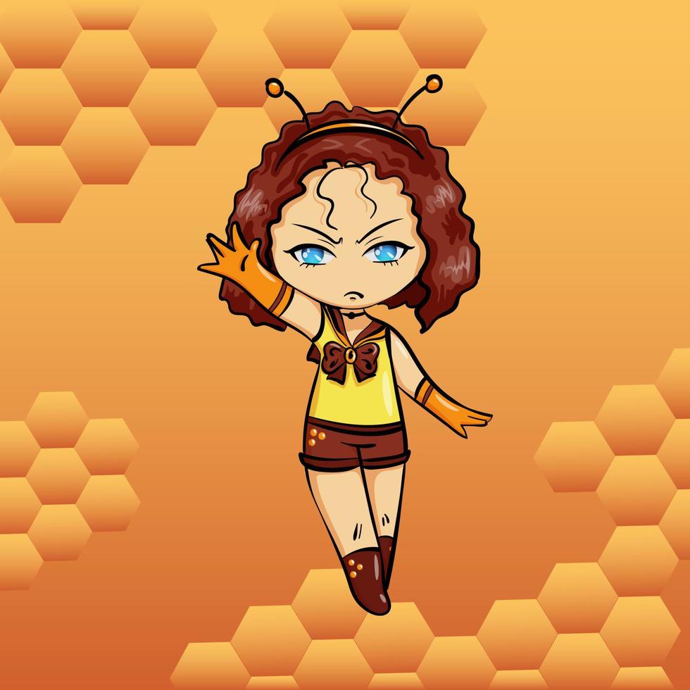 chica abeja chibi vector