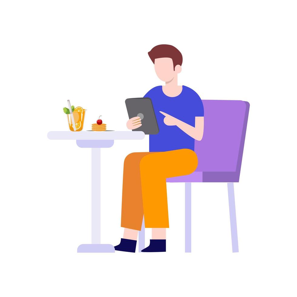 Man sitting on chair and talking.working at home.vector design. vector