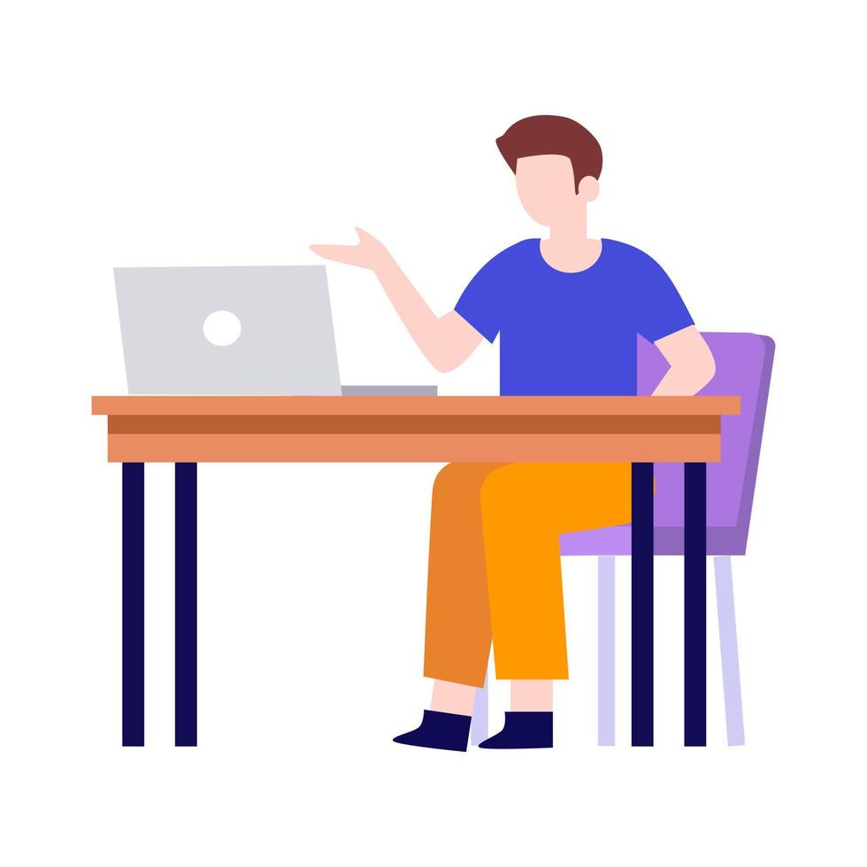 Man sitting on chair and talking.working at home.vector design. vector