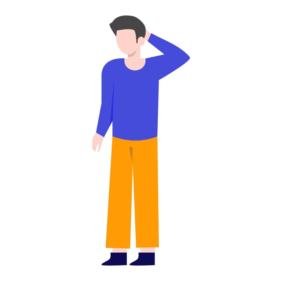 Man standing talking character on white background.vector design. vector