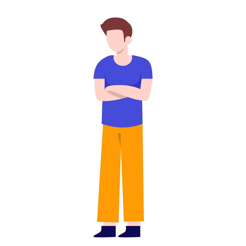 Man standing talking character on white background.vector design. vector