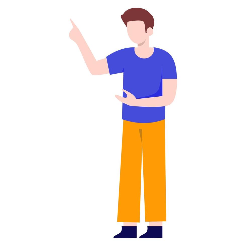 Man standing talking character on white background.vector design. vector