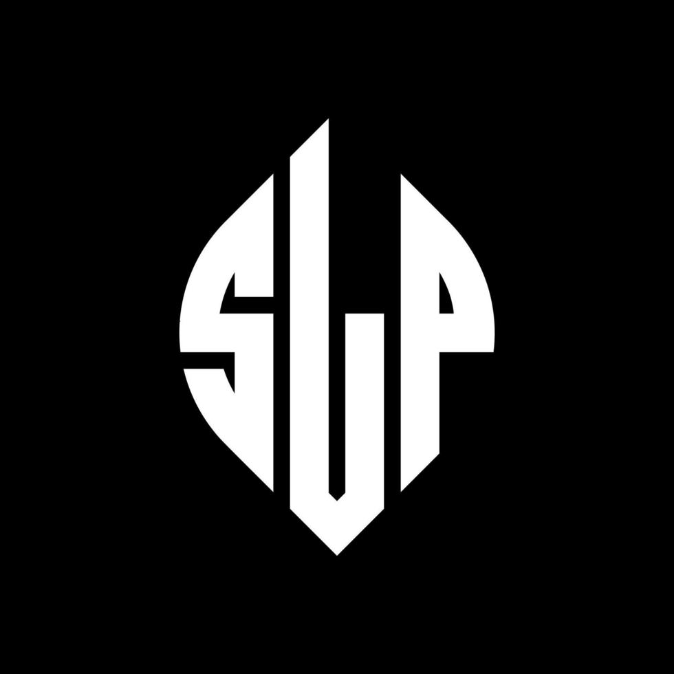 SLP circle letter logo design with circle and ellipse shape. SLP ellipse letters with typographic style. The three initials form a circle logo. SLP Circle Emblem Abstract Monogram Letter Mark Vector. vector