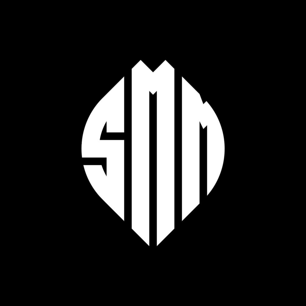SMM circle letter logo design with circle and ellipse shape. SMM ellipse letters with typographic style. The three initials form a circle logo. SMM Circle Emblem Abstract Monogram Letter Mark Vector. vector