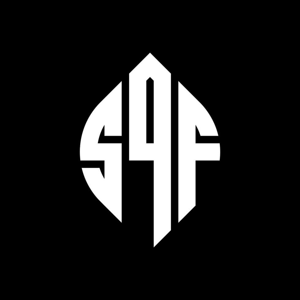 SQF circle letter logo design with circle and ellipse shape. SQF ellipse letters with typographic style. The three initials form a circle logo. SQF Circle Emblem Abstract Monogram Letter Mark Vector. vector