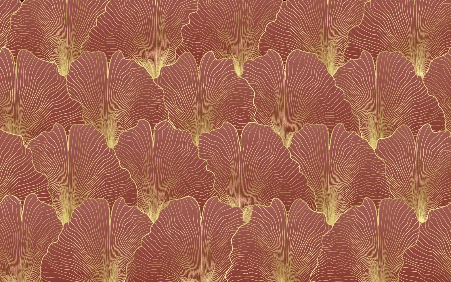 Golden ginkgo leaves on red background vector