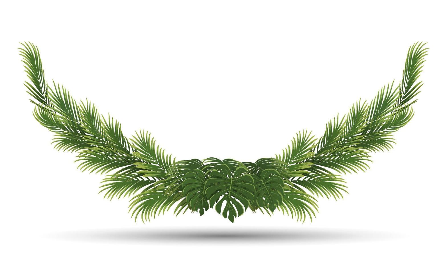 palm leaves frame, green nature leaf border vector
