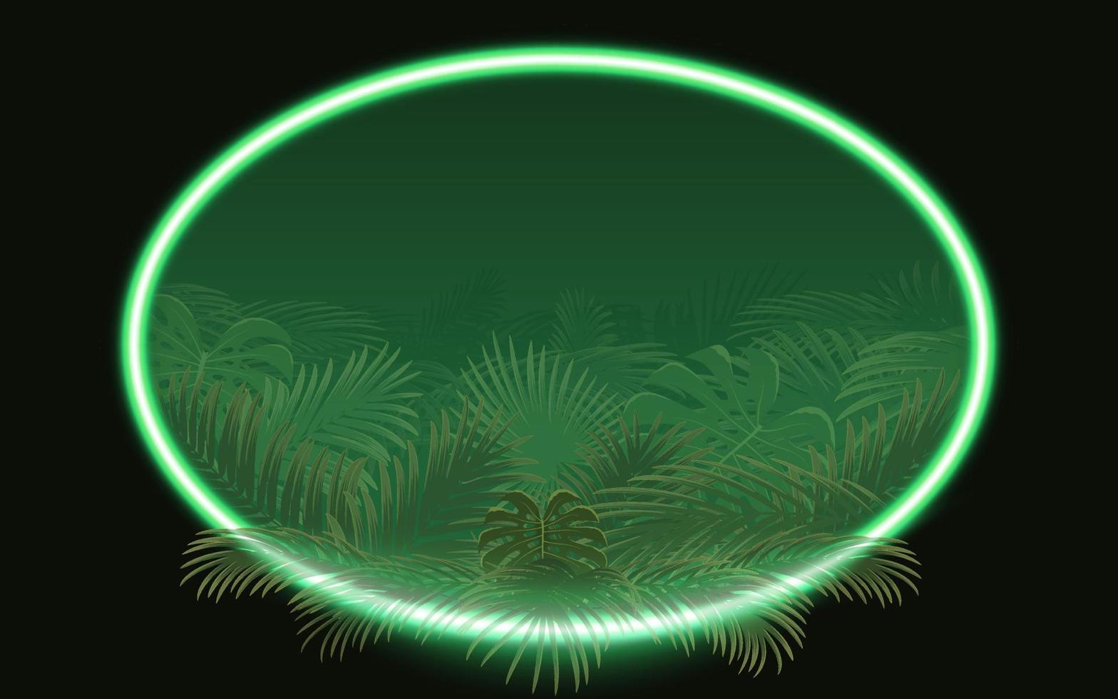 Bright tropical palm leaf with neon frame vector