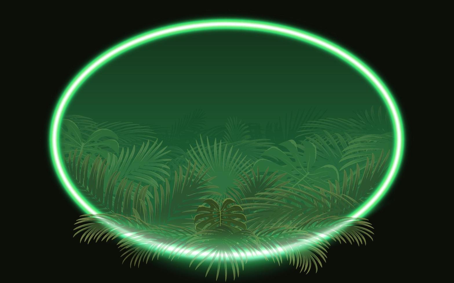 Bright tropical palm leaf with neon frame vector