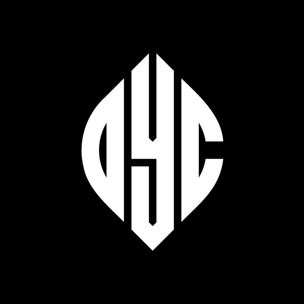 OYC circle letter logo design with circle and ellipse shape. OYC ellipse letters with typographic style. The three initials form a circle logo. OYC Circle Emblem Abstract Monogram Letter Mark Vector. vector